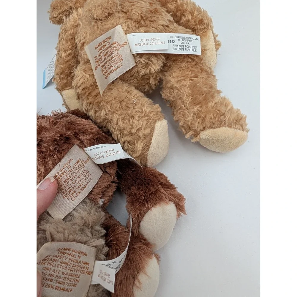 Demdaco Nat and Jules Mini Bears Brown Lot of 3 Plush 7 Inch Stuffed Animal Toy
